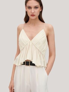 LILYSILK Versatile Pleated 100% Silk Magnolia Camisole - Cream Blouse